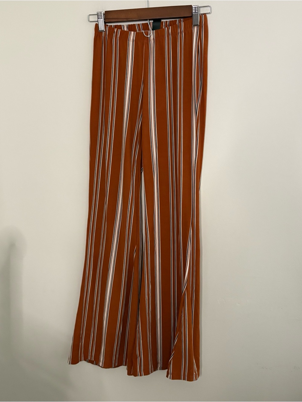 Striped Wide-Leg Pants Hot Kiss Womens Small Orange brown lounge boho y2k beach